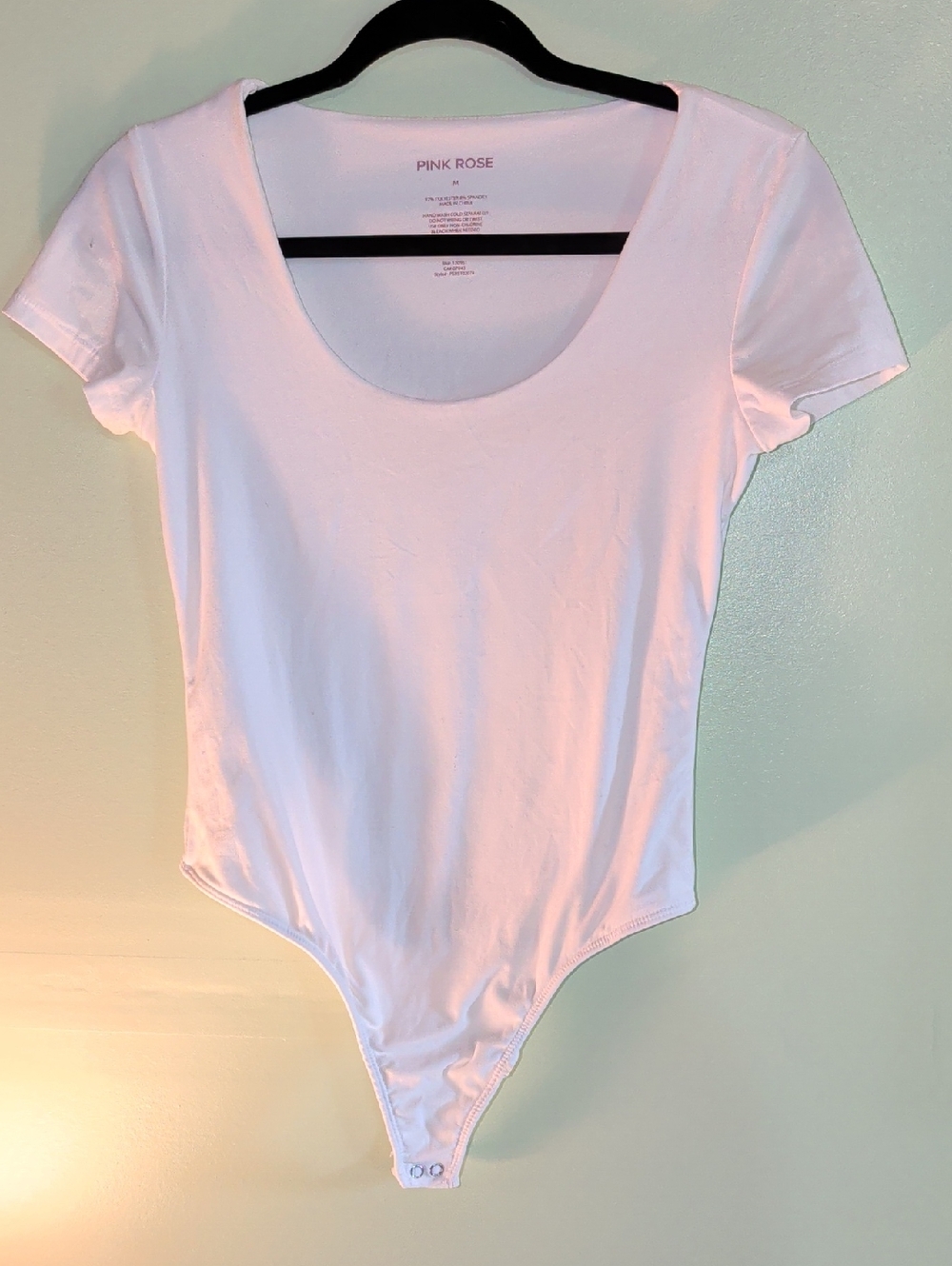 Pink Rose Cream Scoop Neck Short Sleeve Bodysuit M